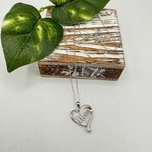 Mom Sterling Silver CZ Necklace "I Love You Mom"